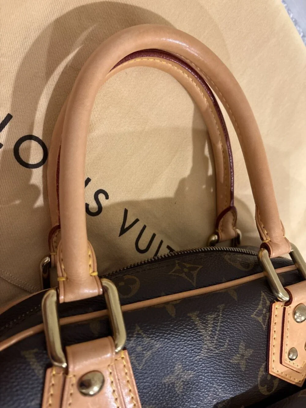 Louis Vuitton Manhattan PM Handbag Brown Monogram Canvas